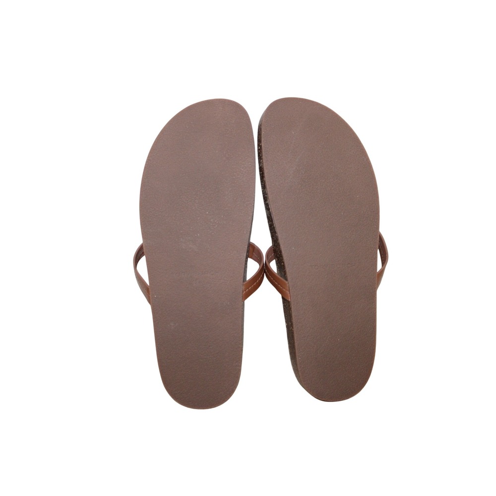 Tory Burch Miller Cloud Sandal Womens 12 Brown Good Leather Cork Logo Thong - Picture 5 of 5